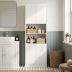 170 cm Kitchen Pantry Cabinet, Freestanding Storage Cabinet with Soft-Close Hinges, White Wood Effect