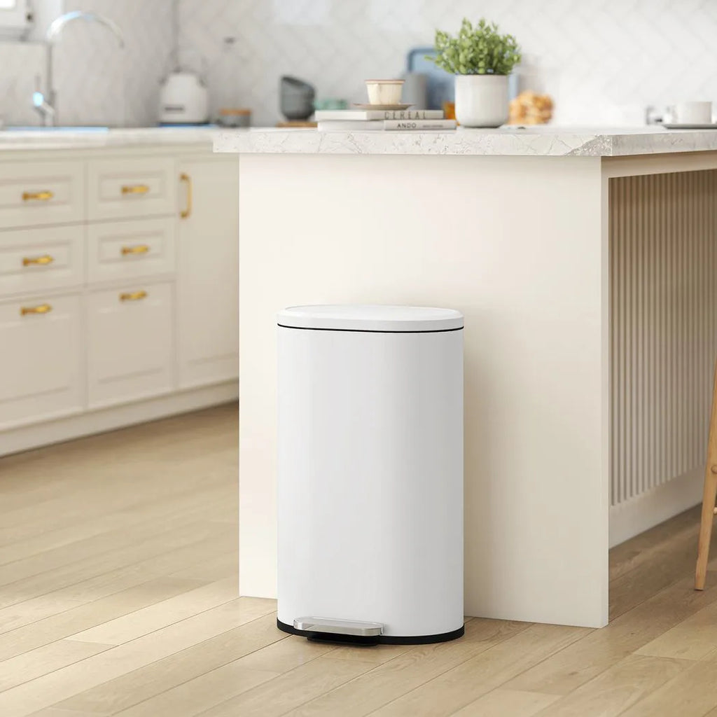 30 L Modern Curved Kitchen Bin - Cream