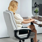Linen-Look Double-Padded Office Chair - Grey