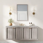 Wall Bathroom Mirror, 40 x 60 cm Wall-Mounted Mirror for Living Room, Bedroom, Hallway, Grey