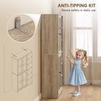 Multi-Storage Kitchen Cabinet, with Glass Doors - Grey Wood-Effect