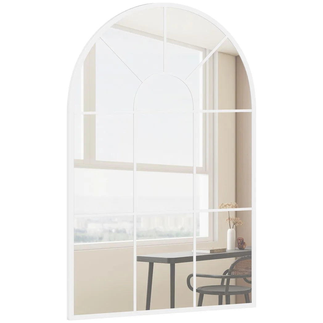 90 X 61cm Arched Grid Mirror - White
