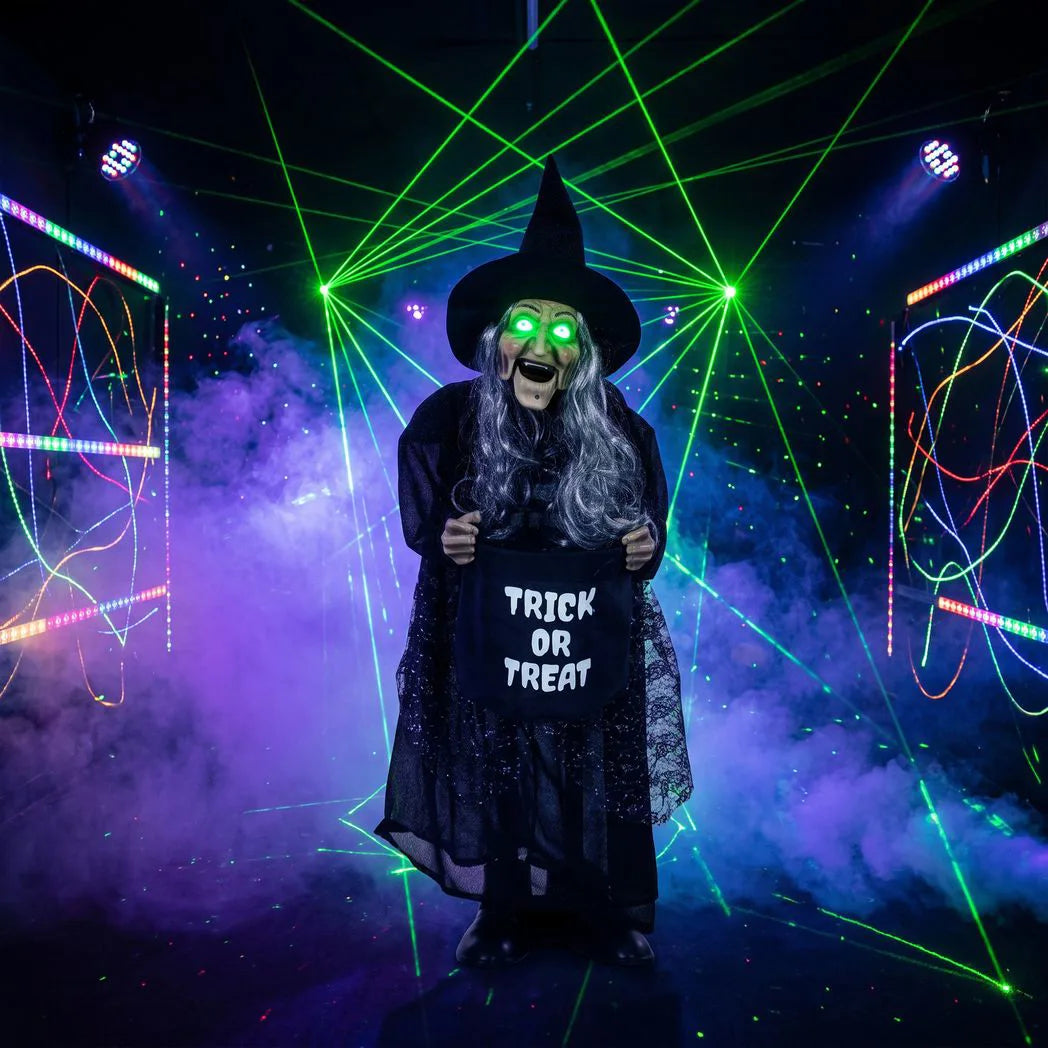 Animated Halloween Witch with Light-Up Eyes — 94cm