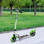 Folding Kick Scooter, Adjustable Ride On Scooter with 200mm Big Wheels and Double Shock Absorption, Urban Scooter for 14 Teens Adult, Green