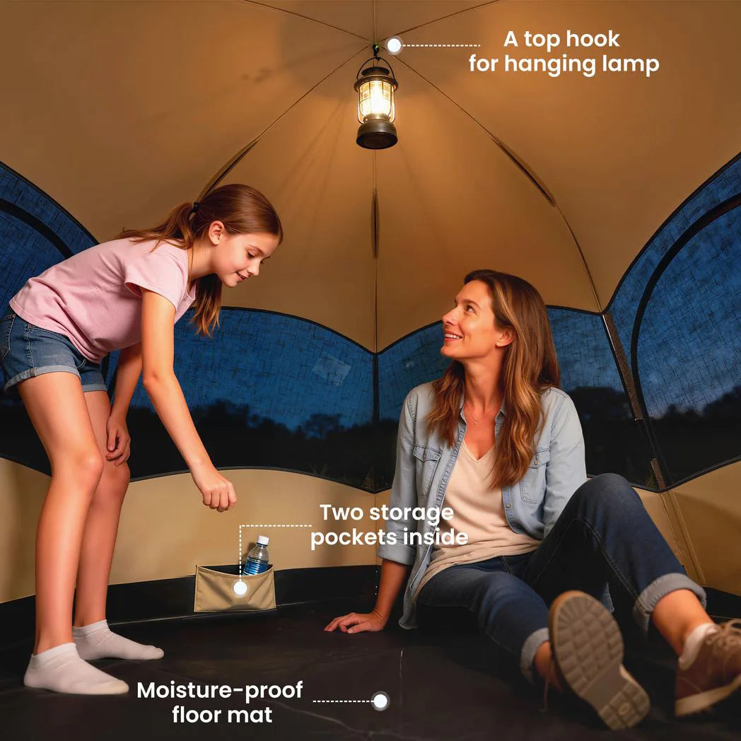 Outsunny 3 Man Instant Pop Up Tent with Rainfly, Portable Camping Shelter with Sewn-in Groundsheet, Carry Bag, Brown