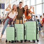 3-Piece Suitcase Set, Hard Shell Carry On & Checked Luggage Set with TSA Lock, 20/24/28 Inch, Green
