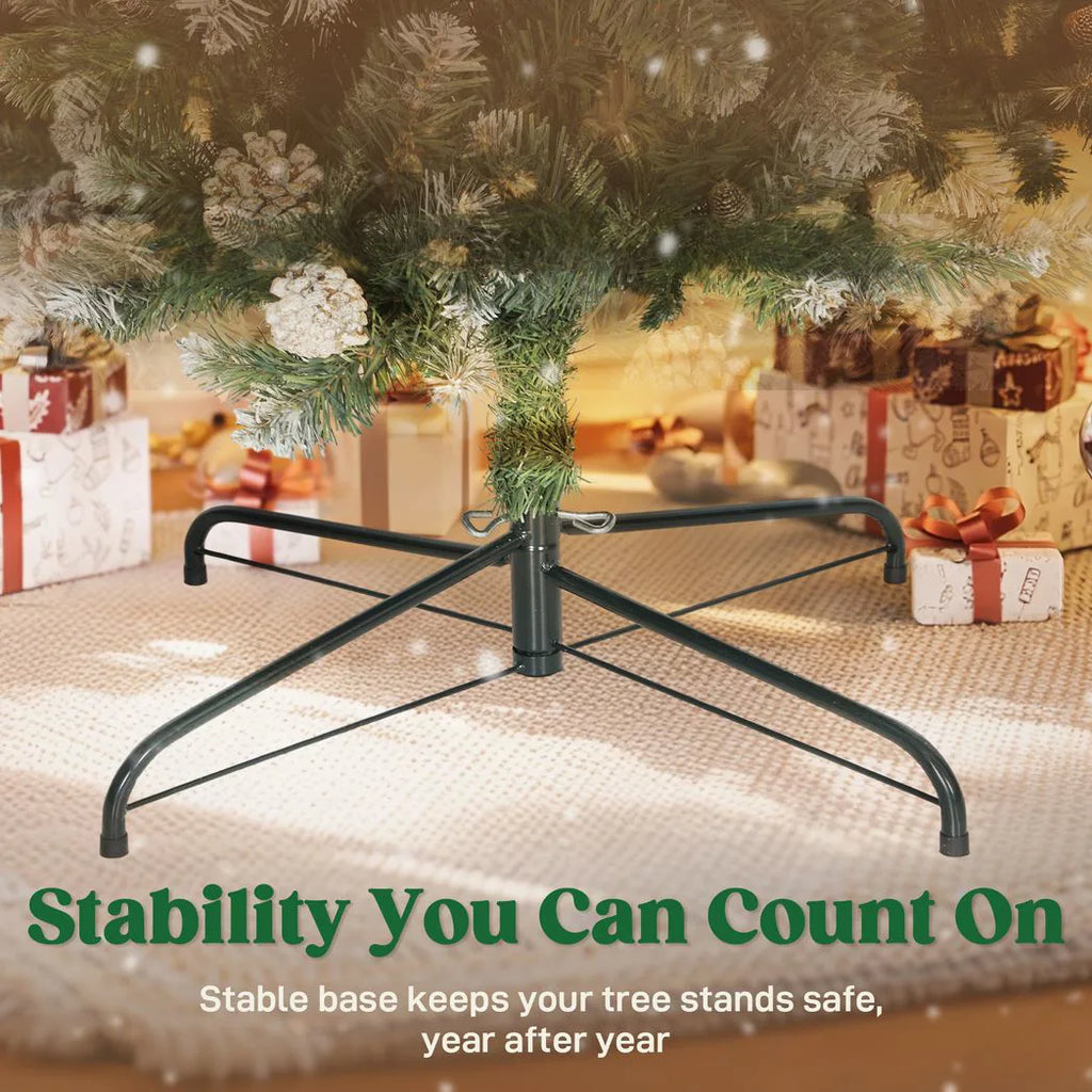 8.2 ft Snow Frosted Christmas Tree Arch, Christmas Arch Doorway Decor with 2100 Tips and 96 Pinecones, Artificial Xmas Tree with Metal Stand for Indoor, Green
