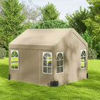 Outsunny 3 x 3 m Party Tent, Outdoor Canopy Tent Shelter with Removable Sidewalls, 4 Zipped Doors, for Parties, Wedding, Beige