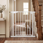 PawHut Baby Gate, Pet Safety Gate Pressure Fit, 76-81cm Wide with Two-Way Open, One-Hand Opening