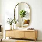 Wall Mirror, Bathroom Mirror with Elevated Aluminium Alloy Frame, 60 x 90 cm, Gold Tone