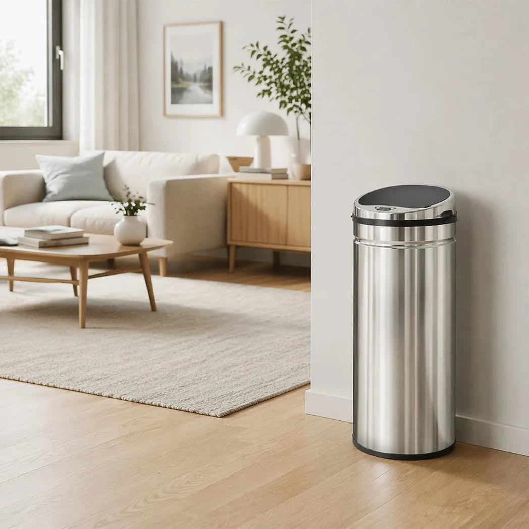42L Automatic Motion Sensor Rubbish Bin with Fingerprint Resistant, Stainless Steel, Silver Tone