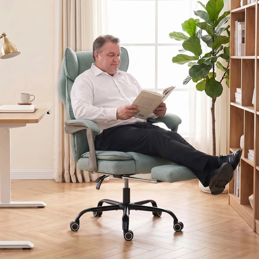 Executive Office Chair, Leathaire Big and Tall Office Chair 180 kg with Wide Seat, Reclining, Lumbar Support, Blue