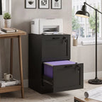 HOMCOM 2-Drawer Filing Cabinet with Lock - Black