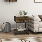 Modern Bedside Table - Rustic Brown