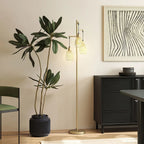 170.5cm Industrial Dimmable Standing Lamp, 3-Light Floor Lamp with Steel Wire Cage Lampshades, Gold Tone