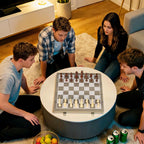 SPORTNOW 15 Inch Chess Set, Foldable Chess and Draughts Set, Brown
