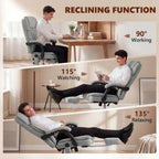Office Chair with 6-Point Vibration Massage and Heat, Executive Computer Desk Chair with High Back, Reclining, Grey