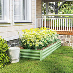 Outsunny Metal Raised Garden Bed Planter Box Outdoor Planters for Growing Flowers, Herbs, Green, Light Green