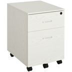 2-Drawer Locking Office Filing Cabinet 5 Wheels Rolling Storage White Vinsetto