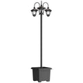 Outsunny Solar Lamp Post with Dusk-to-Dawn Sensor Street Light with 3-Head Planter 185 cm Black