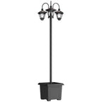 Outsunny Solar Lamp Post with Dusk-to-Dawn Sensor Street Light with 3-Head Planter 185 cm Black