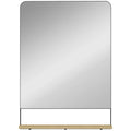 Wall Mirror with Wood Shelf - Black
