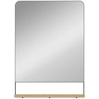 Wall Mirror with Wood Shelf - Black