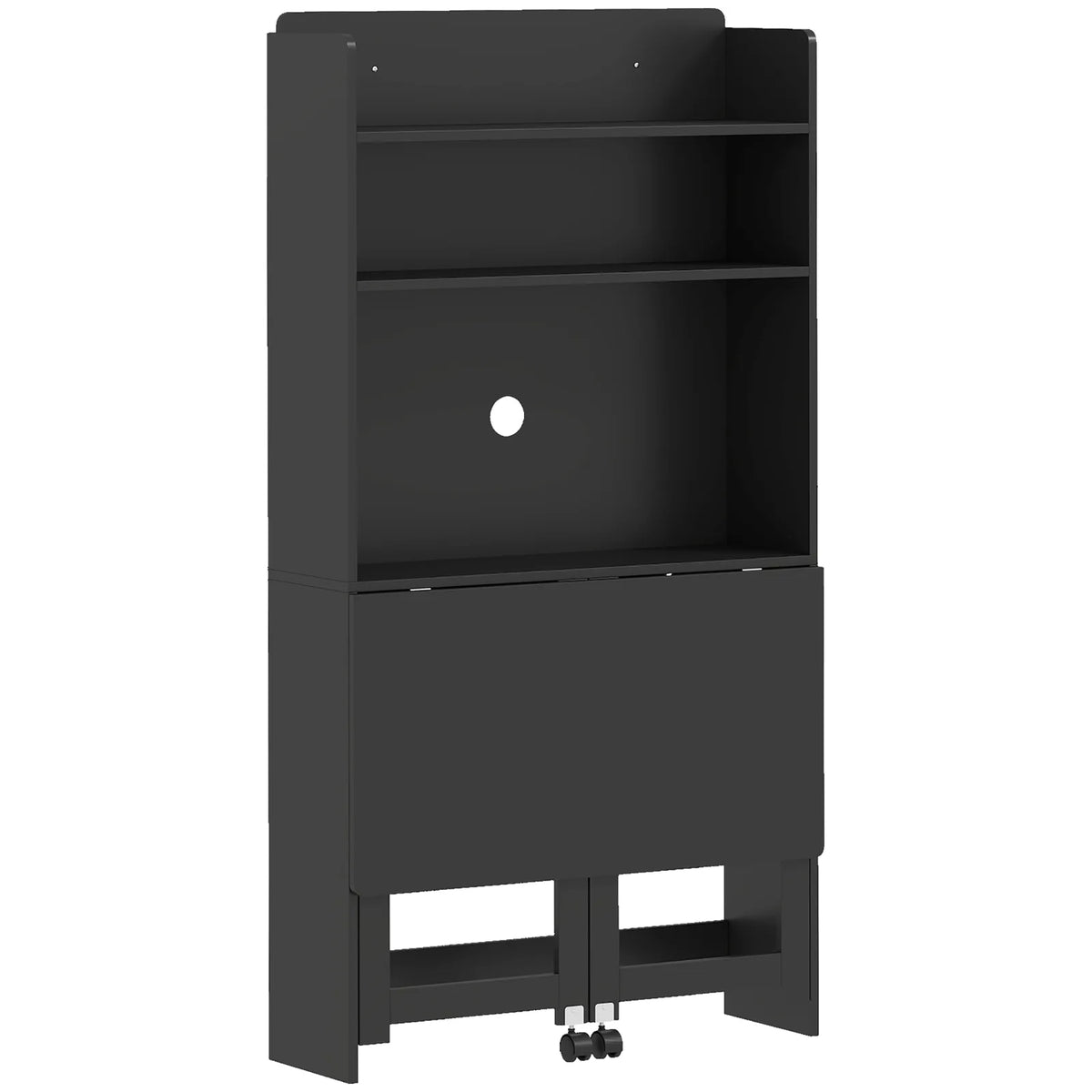 Foldable Desktop, Computer Desk with Storage Shelves, 80 x 69 x 155 cm, Black