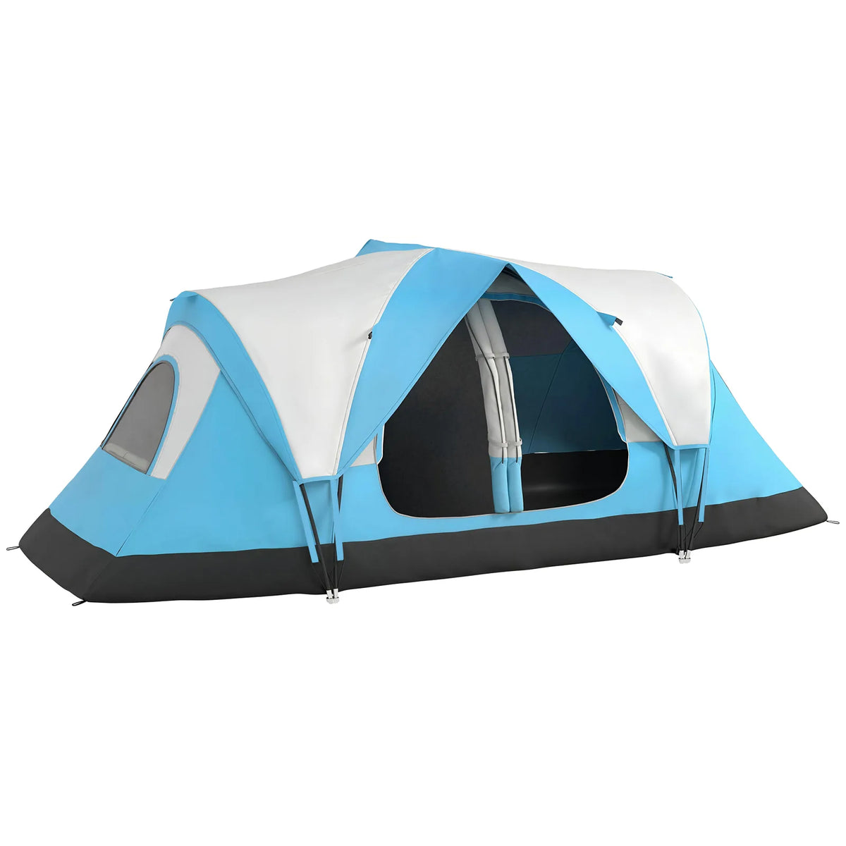 Outsunny Camping Tent for 6 Man with 2000mm Water Resistant Rainfly and Carry Bag for Fishing Hiking Festival, Sky Blue