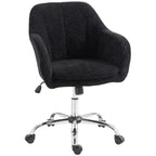 Modern Makeup Vanity Chair, Snow Flannel Office Chair with Tub Back, Black