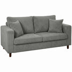 Loveseat Sofa with Wide Seat, Corduroy 2 Seater Couch with Deep Seat, Spring Cushion, Light Grey