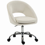 Velvet Desk Chair, Modern Office Chair with Height-Adjustable, Wheels, for Home Study Bedroom, Cream