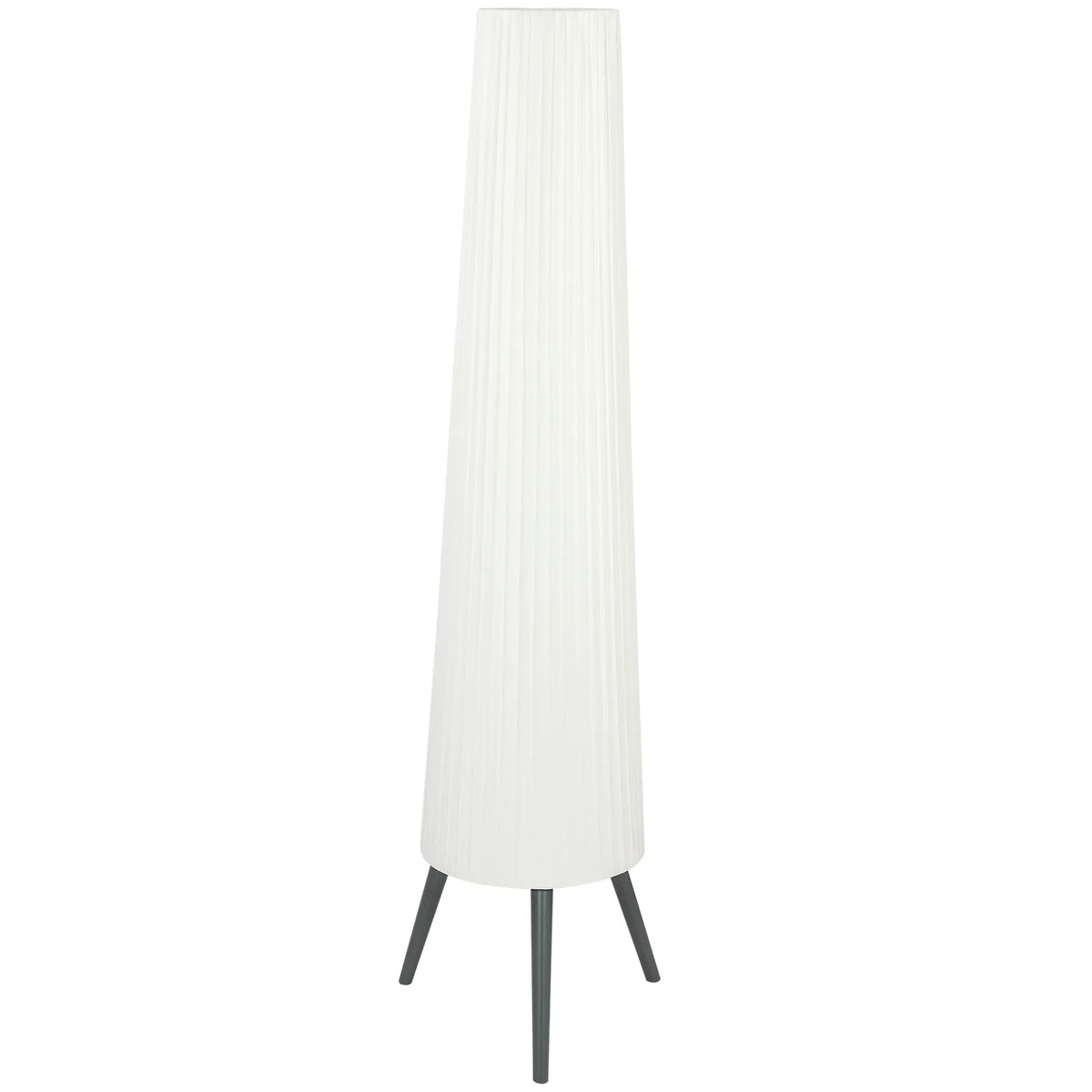 Dimmable Tripod Floor Lamp with Foot Switch, Nordic Standing Lamp with Fabric Shade, 153cm, White and Grey