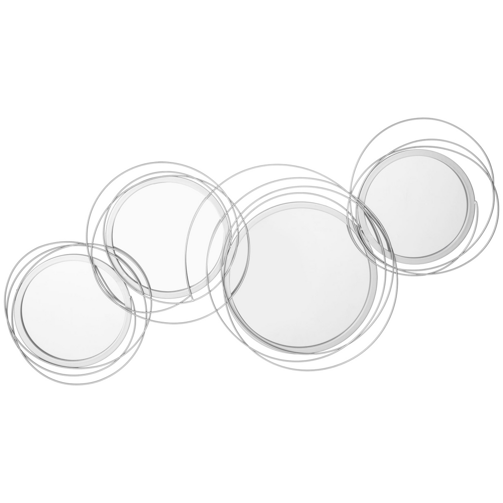 Metal Wall Art Decorative Mirror Decor Modern Wall Sculpture, Silver