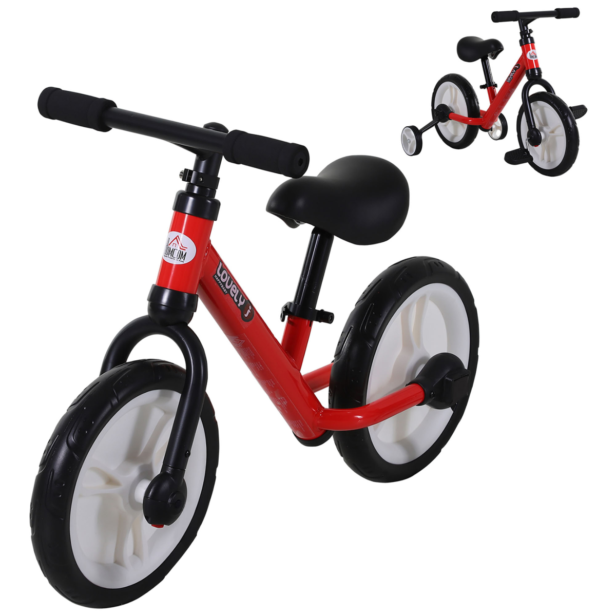 Kids Balance Training Bike Toy with Stabilizers For Child 2-5 Years Red