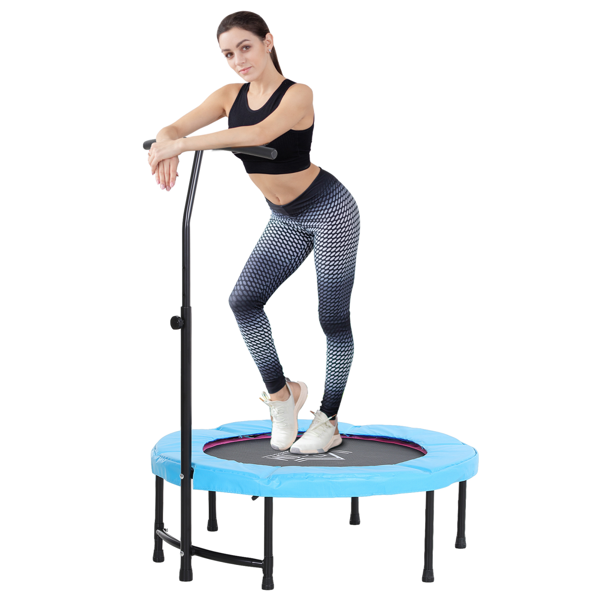 40'' Kids Mini Trampoline, Adult Rebounder Jumper w/ Handle Fitness HOMCOM