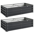 Outsunny Set of 2 Raised Beds for Garden, Galvanised Outdoor Planters for Herbs Vegetables, Use for Patio Balcony, Grey