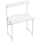 HOMCOM Computer Desk, 80cm Home Office Study Table with Hutch Shelf, Cup Holder, Headphone Hook, White