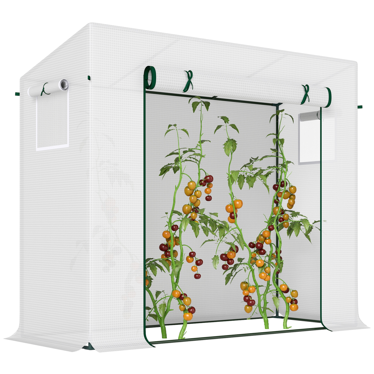 Outsunny 200x76x168cm Walk-in Garden Greenhouse Plant Warm House with Roll Up Door