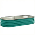 Outsunny Galvanised Raised Garden Bed, Metal Planter Box with Safety Edging, for Flowers, Herbs, Succulents, Light Green