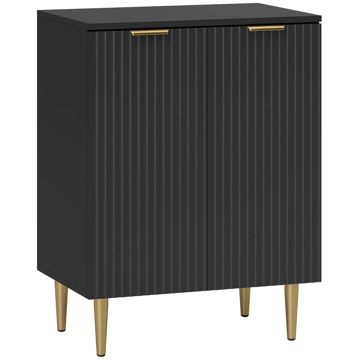Sideboard Buffet Cabinet, Modern Kitchen Storage Cabinet with Adjustable Shelves and Metal Legs, Black