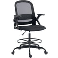Painting Chair, Mesh Computer Desk Chair with Flip-up Armrests, Black