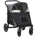 PawHut Foldable Dog Carriage with Universal Wheels, Shock Absorber - Black