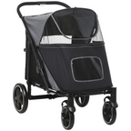 PawHut Foldable Dog Carriage with Universal Wheels, Shock Absorber - Black