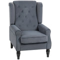 Wingback Accent Chair, Retro Upholstered Button Tufted Occasional Chair for Living Room and Bedroom, Grey