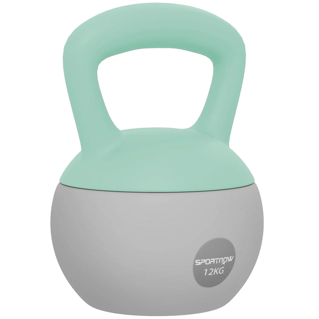 SPORTNOW 12KG Soft Kettlebell, Kettlebell with Non-Slip Handle for Home Gym, Weight Lifting, Strength Training, Green/Grey