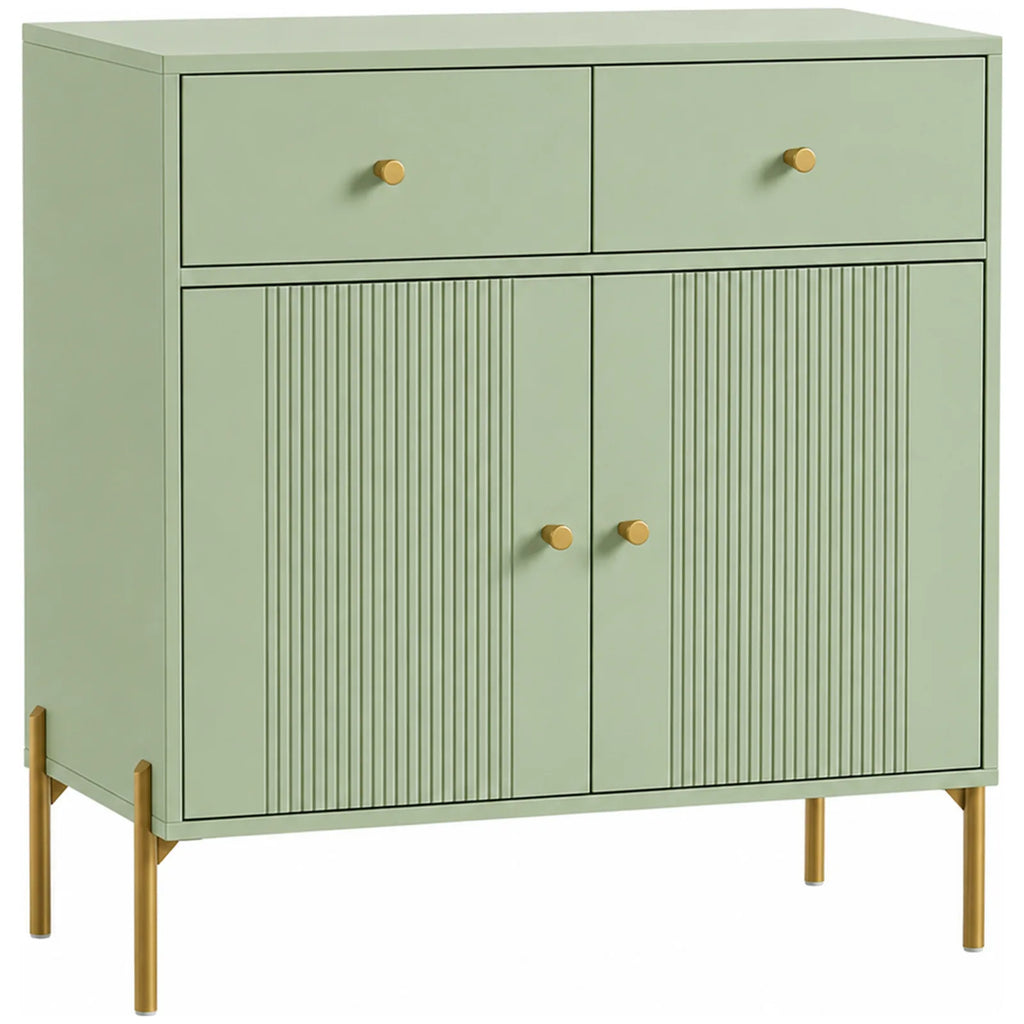 Modern Sideboard, Sideboard Storage Cabinet with 2 Drawers and Adjustable Shelf for Living Room, Light Green