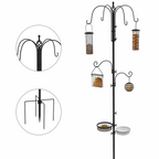 Bird Feeding Station Kit Wild Bird Feeder Pole with 6 Hooks 4 Hanging Feeders