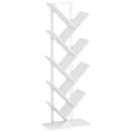9-Tier Tree Bookshelf, Industrial Free Standing Bookcase with Steel Frame, Display Storage White