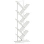 9-Tier Tree Bookshelf, Industrial Free Standing Bookcase with Steel Frame, Display Storage White